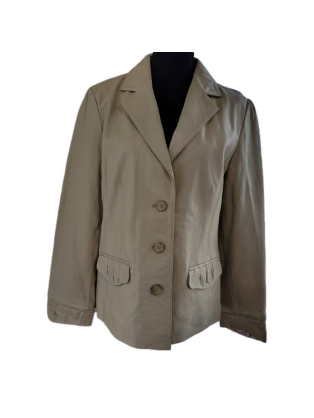 BRADLEY Bayou Cream Leather Jacket Size Large EUC